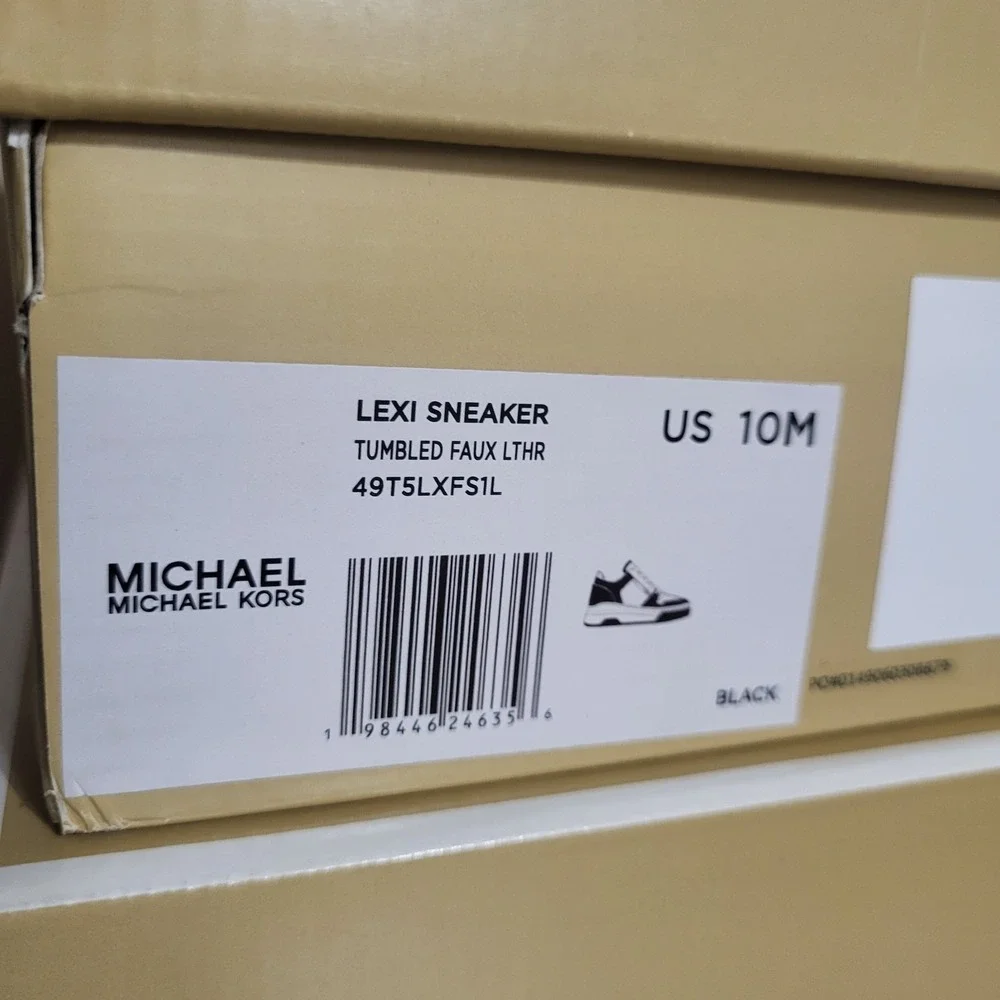 Michael Kors Lexi Women's 10 M Black Sneaker Mixed-Media‎ MK Monogram New In Box